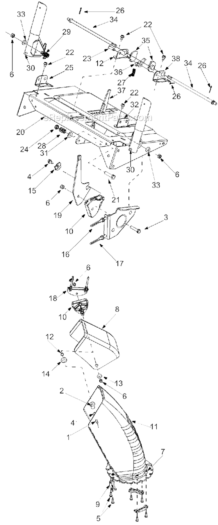 Page E Diagram and Parts List for 31AE993J401 2002 Yard Man Snow Blower